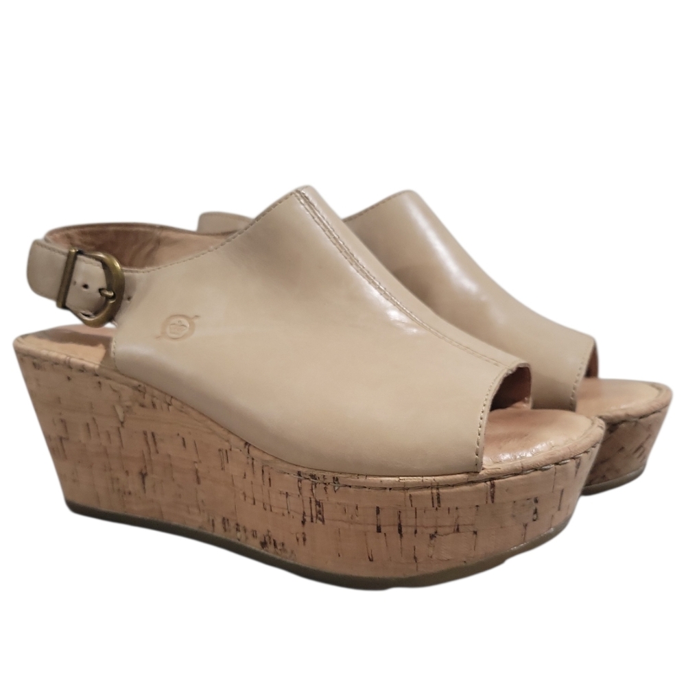 Neutral Beige Cork Wedge Sandals - Women - Picture 2 of 16